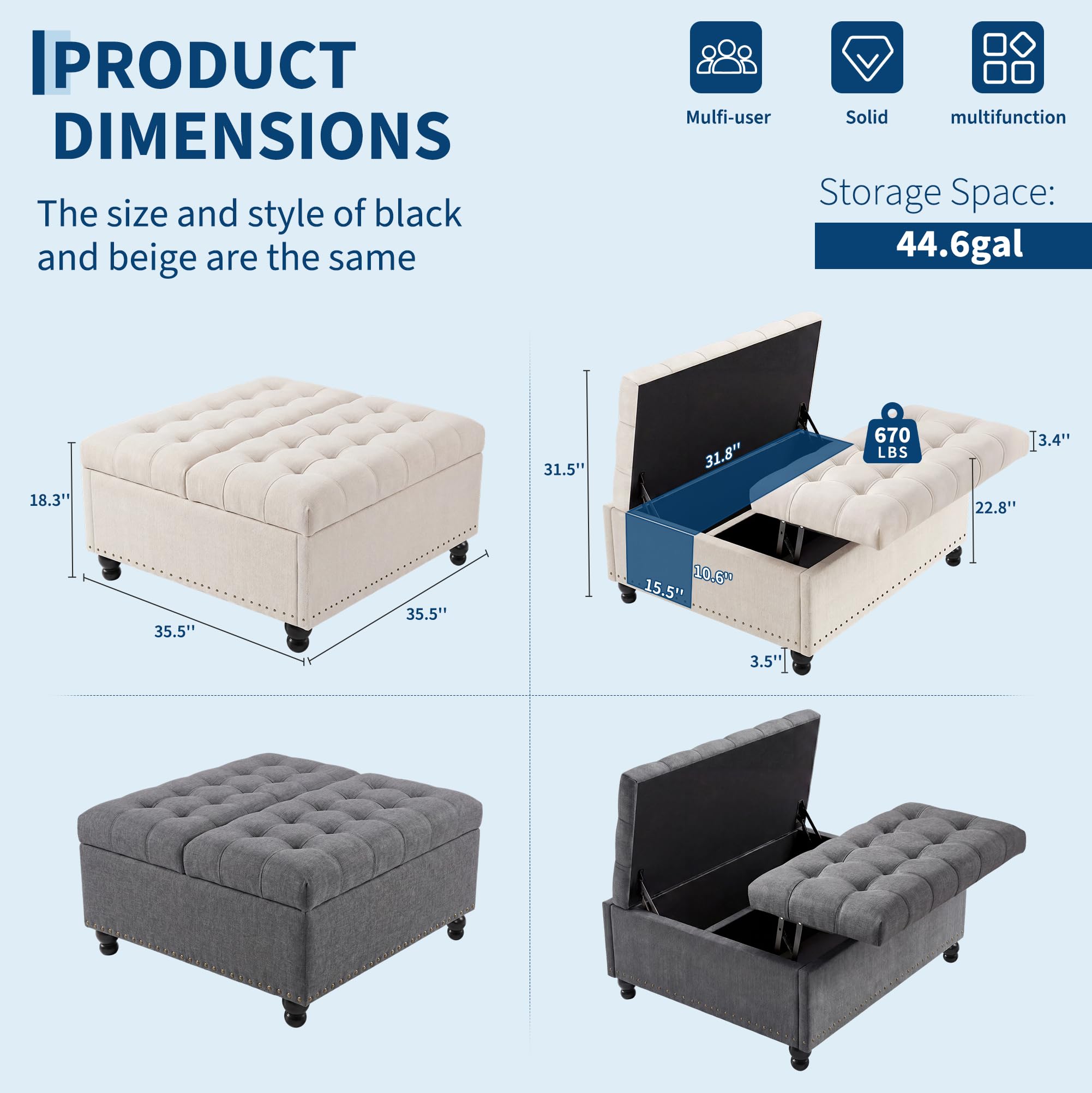 Pouf contenitore quadrato da 3 - Outdoor Furniture Wood recensione e prezzo
